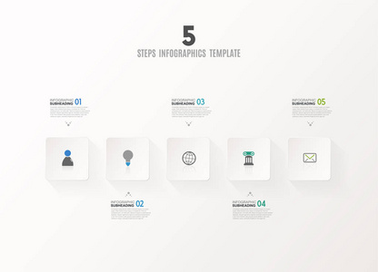 五向量进度步骤插图与箭头, 图标和地方为您的公司文本