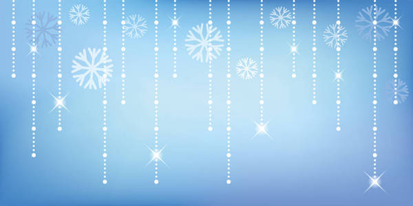 圣诞节和新年快乐蓝色闪光背景与雪花