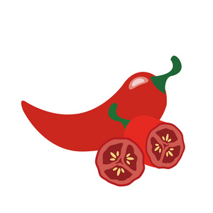 天然有机蔬菜红辣椒, 健康矢量五颜六色的食品蔬菜香料成分