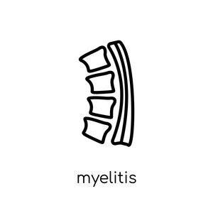 骨炎图标。时尚现代平线性向量 myelitis 图标在白色背景从细线疾病汇集, 可编辑的概述冲程向量例证