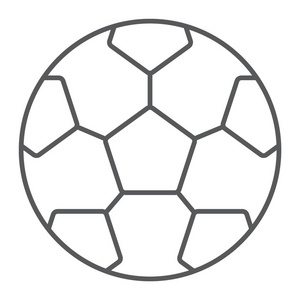 足球薄线图标, 游戏和运动, 足球球标志, 矢量图形, 一个白色背景的线性模式, eps 10