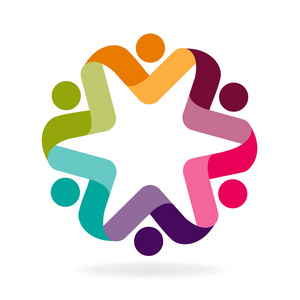 标志设计团队社会人团队合作向量图像团队合作尝试虚拟现实眼镜在创意