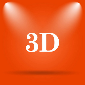 3d 图标。橙色背景上的互联网按钮