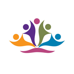 标志团队合作伙伴友谊团结商业多彩的人手举图标标识矢量图像模板照片