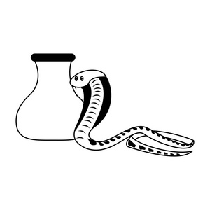 蛇和花瓶野生动物黑白