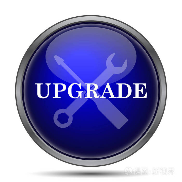 升级图标白色背景上的互联网按钮