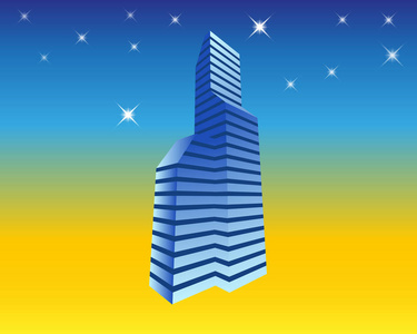 城市的摩天大楼的办公大楼的天际线的插图