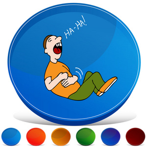 捧腹大笑捧腹大笑的宝石按钮设置照片