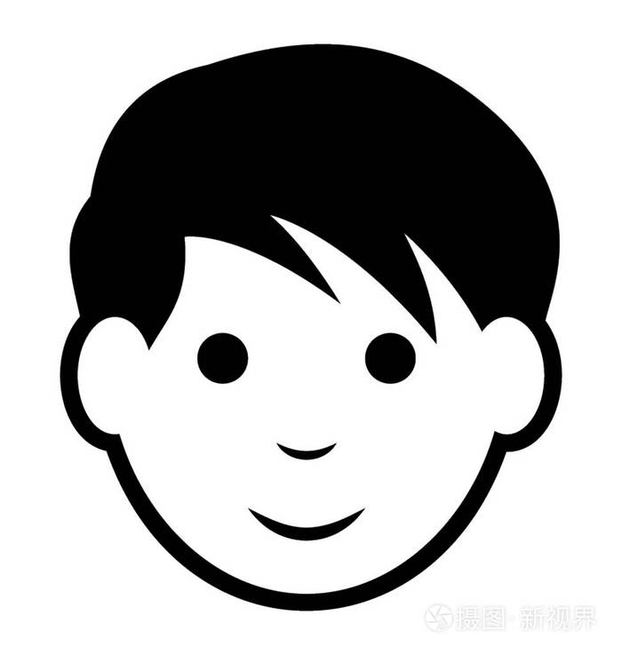 表示孩子头像线图标的小男孩