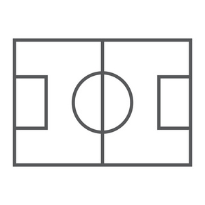 足球场细线图标, 游戏和运动, 玩场符号, 矢量图形, 在白色背景上的线性模式, eps 10