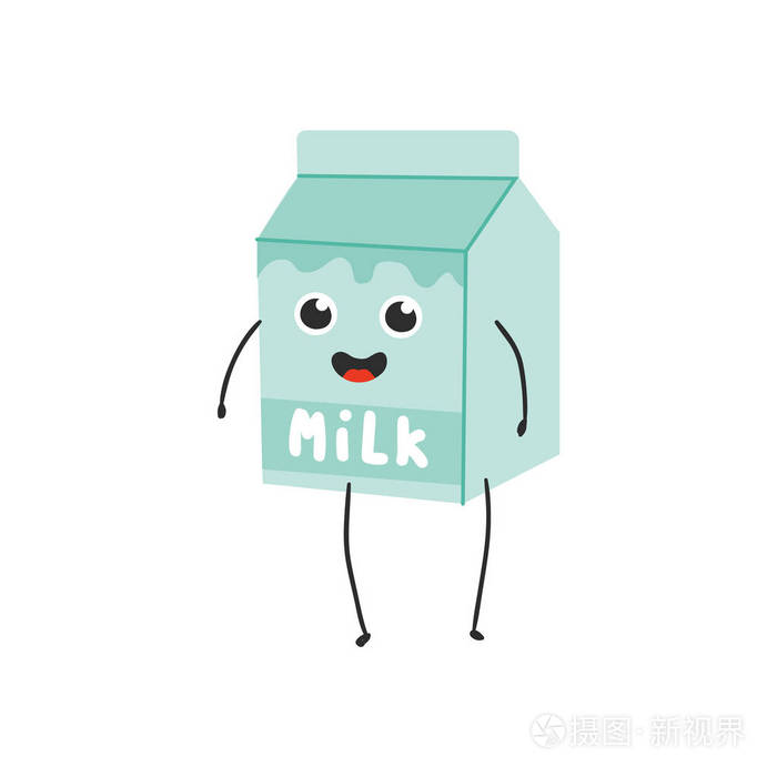 牛奶卡通人物纸板盒例证向量