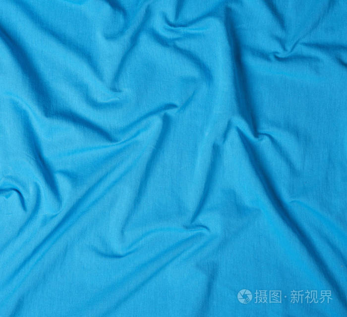 蓝色褶皱棉质面料, 抽象背景