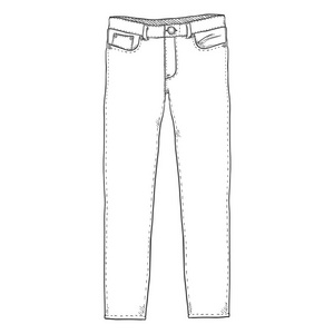 手绘牛仔牛仔裤白色背景照片