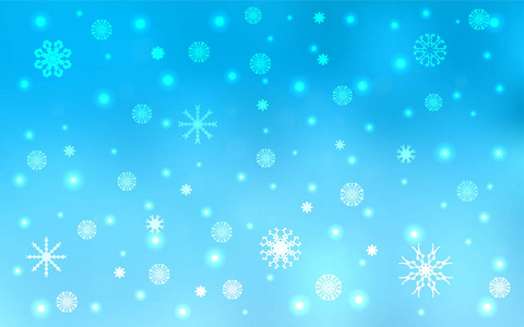 浅蓝色矢量纹理与彩色雪花。闪光抽象例证与冰的结晶。该模板可用作新的年份背景