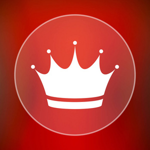 皇冠图标。红色背景上的互联网按钮