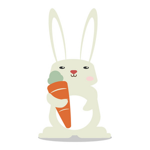 矢量苗圃可爱的野生哺乳动物饲养胡萝卜的动物兔子