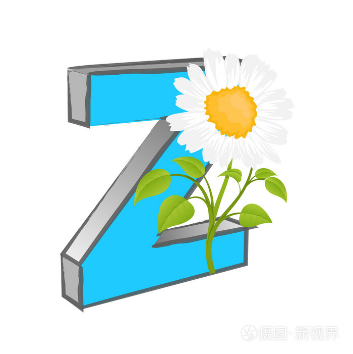 矢量z字母与花