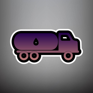 汽车运输油标志。向量。带黑色的紫色渐变图标