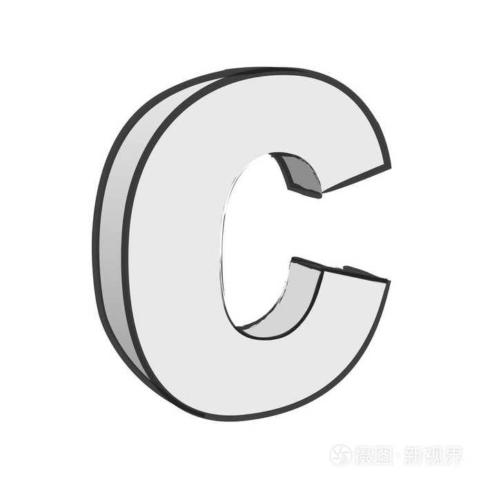 复古3d 字母 c 文本向量插画-正版商用图片09pold-摄图新视界