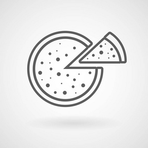 比萨饼线图标白色背景, 矢量, 插图, eps 文件