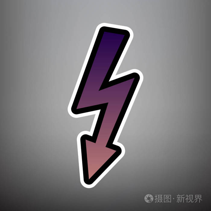 高压危险信号.向量.带拉丁的紫色渐变图标