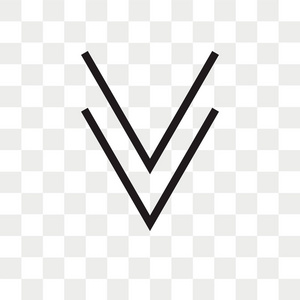 在透明背景上隔离的向下箭头矢量图标, 向下箭头标识概念照片