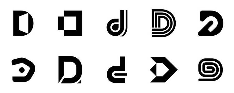 字母 d 标志集.图标设计.模板元素. 矢量符号的集合照片