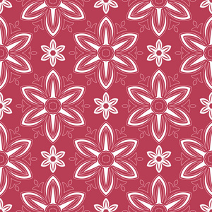 红色和米色的花卉背景。墙纸纺织品和织物的彩色无缝图案