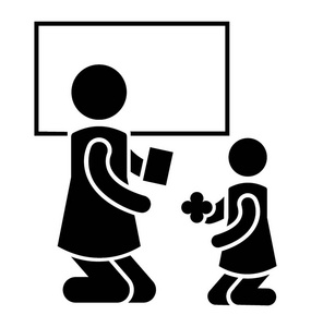 老师正在教一个学生, 有资源描述幼儿园的活动。
