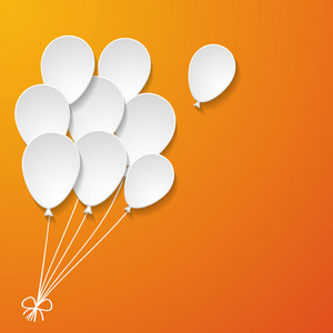 白皮书气球飘上橙色背景