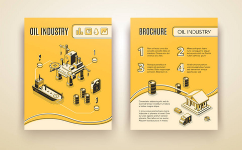 石油工业公司宣传册矢量模板图片