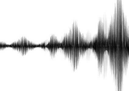 地震波在白皮书背景下, 音频波形图概念, 教育与科学设计, 矢量插画