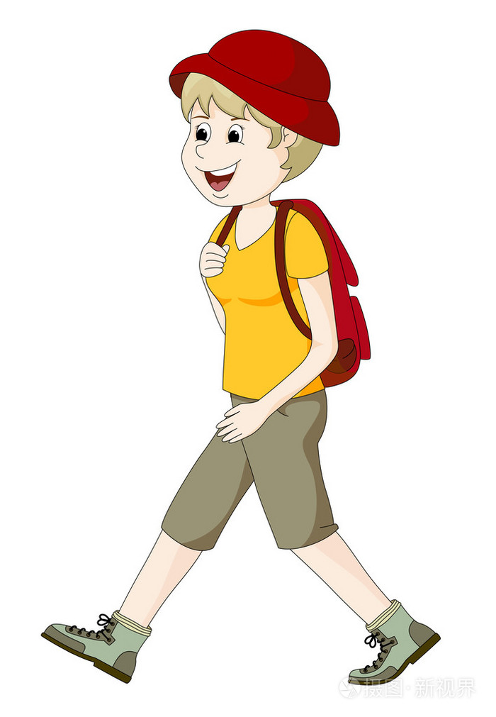 年轻女子徒步旅行