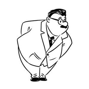 男老板看紧卡通插图隔离图像着色页照片