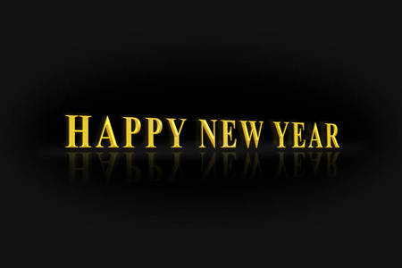 在黑色背景的金色字母的题词新年快乐