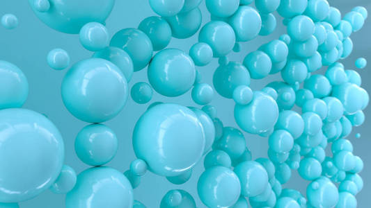 蓝色背景下随机大小的蓝色球体。抽象背景与圈子。墙前的圆云。3d 渲染插图
