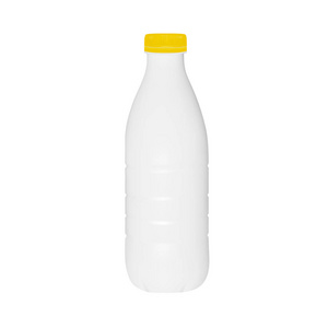 塑料瓶牛奶或 kefir 在白色背景的媒介