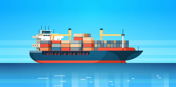 工业海运货物物流集装箱进口出口货运船舶水运理念国际海运平水平