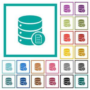 数据库属性白色背景上带有象限框架的平面颜色图标