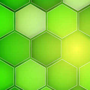 抽象的绿色背景六角。矢量图