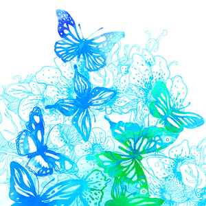 蝴蝶与花朵背景