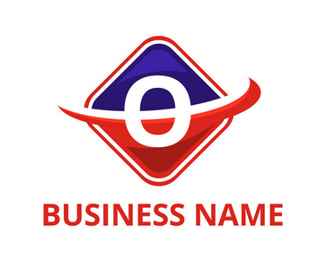 深蓝和红色圆形方块框得到切片成半标志图形设计与现代清洁风格的技术