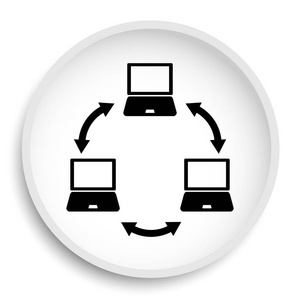 计算机网络图标。白色背景上的互联网按钮