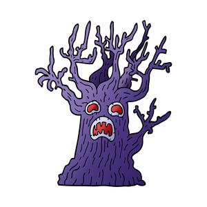 动画片涂鸦幽灵树