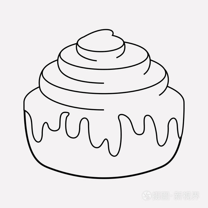 肉桂卷图标线元素为您的web移动应用程序徽标设计而在干净的背景上