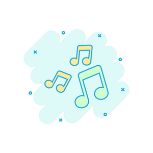 矢量卡通音乐笔记图标的漫画风格.酣然的媒介概念例证象形文字.