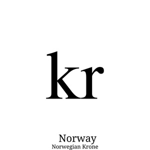 在白色背景查出的黑挪威克朗货币符号