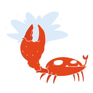 扁平色风格卡通螃蟹与大爪