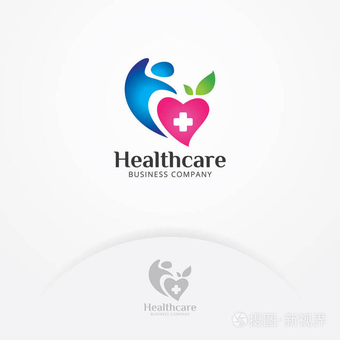 心脏和身体健康标志, 象征心脏和人类健康.诊所徽标模板