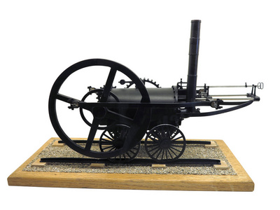 老式蒸汽发动机列车在白色背景下的分离模型